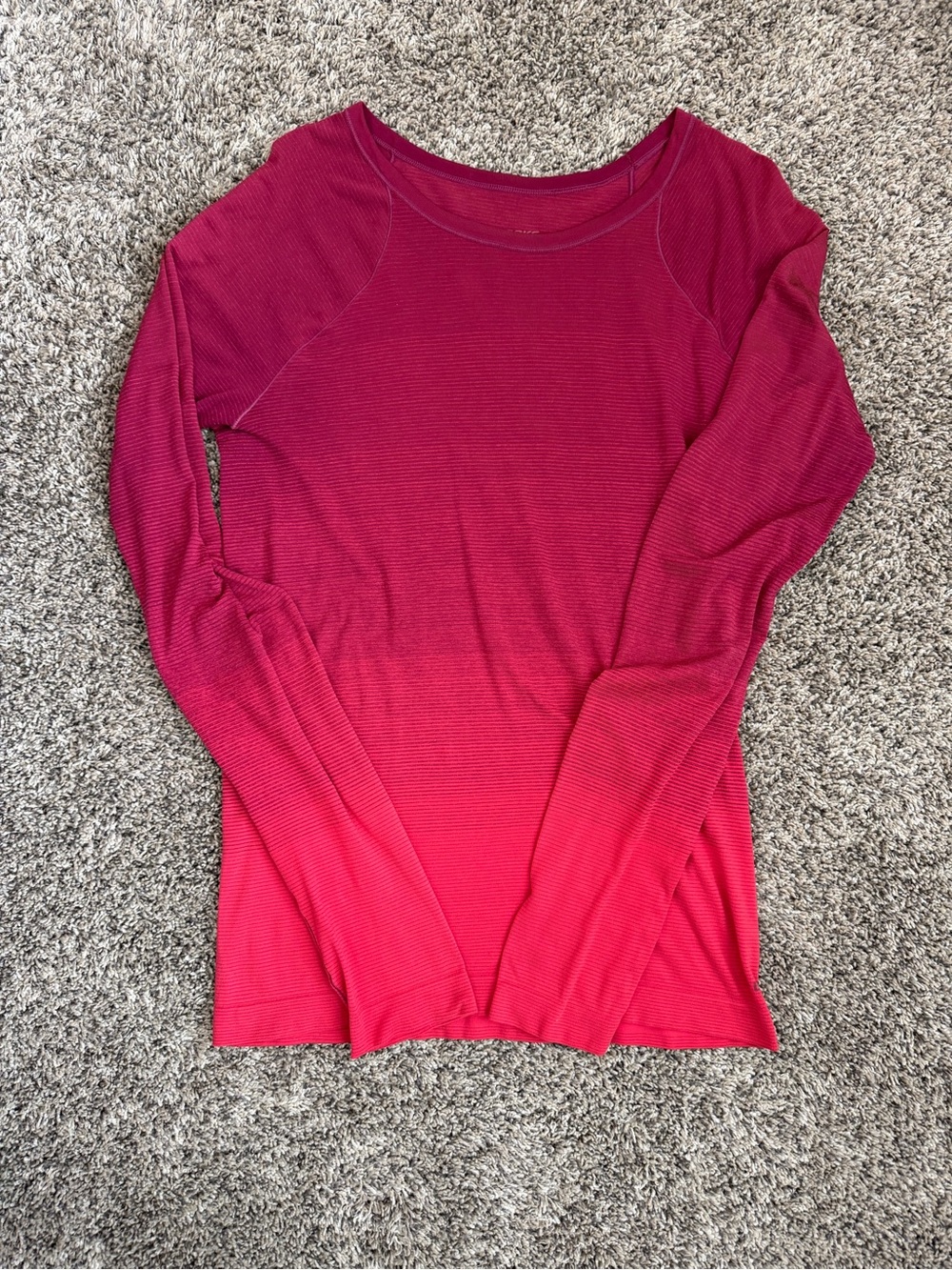 Brooks Women’s Long Sleeve Ribbed Top - Red Pink Ombre